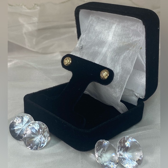 14K YELLOW GOLD etched dome studs dormelonas REAL GOLD - Picture 6 of 11